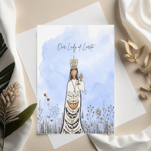 Our Lady of Loreto 5x7, litany of loreto, litany of loreto series, virgin mary, Our Lady of Loreto painting, Mother God Catholic Art Print