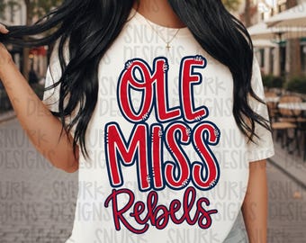 Ole Miss Rebels PNG | Doodle Lettering, Spirit Sublimation (Digital Download)