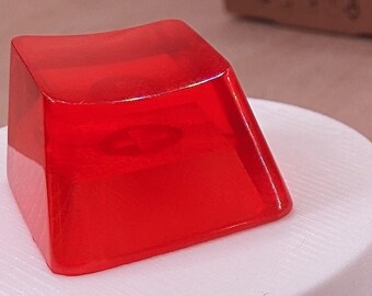 Orangefarbene 1U Akzent-Tastenkappen, transparente, handpolierte Harzkappen mit MX-Stielen