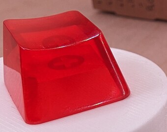 Rot Orange Blank 1U Accent Tastenkappen, transparente handpolierte Harz Soem-Kappen mit MX Stielen
