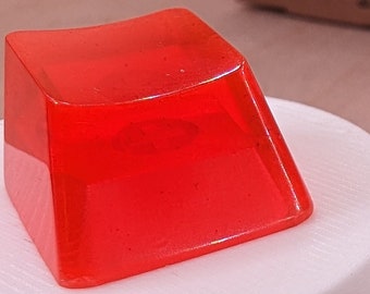 Hellrote, unbemalte 1U-Akzent-Tastenkappen, transparente, handpolierte Harz-OEM-Kappen mit MX-Stielen