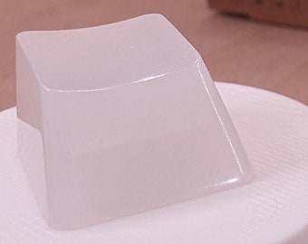 White Blank 1U Accent Keycaps, Transparent Hand Polished Resin OEM Caps with MX stems