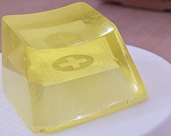 Zitronengelbe 1U Akzent-Schlüsselkappen, transparente, handpolierte Harz-OEM-Kappen mit MX-Stielen
