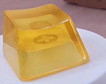 Gelbe leere 1U-Akzent-Tastenkappen, transparente, handpolierte Harz-OEM-Kappen mit MX-Stielen