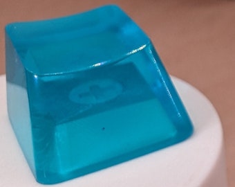 Hellblaue, blanke 1U-Akzent-Tastenkappen, transparente, handpolierte Harz-OEM-Kappen mit MX-Stielen