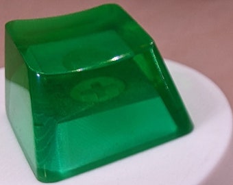 Hellgrüne 1U Akzent-Tastenkappen, transparente, handpolierte Harz-OEM-Kappen mit MX-Stielen