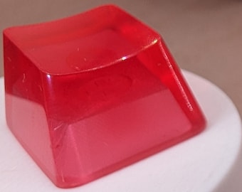 Cherry Red Blank 1U Accent Keykappen, transparente handpolierte Harz-OEM-Kappen mit MX-Stielen