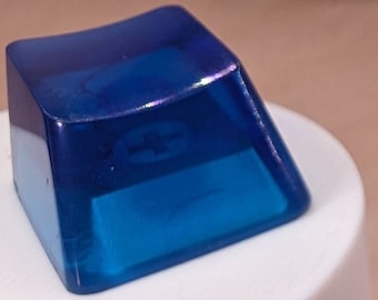 Marineblaue 1U Akzent-Tastenkappen, transparente, handpolierte Harz-OEM-Kappen mit MX-Stielen