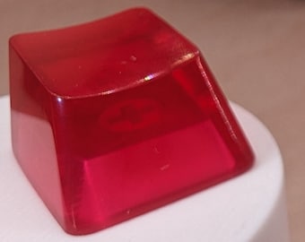 Rubinrote 1U Akzent-Tastenkappen, transparente, handpolierte Harz-OEM-Kappen mit MX-Stielen