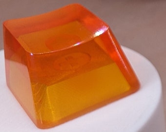 Mango Orange Blank 1U Accent Keycaps, Transparent Hand Polished Resin OEM Caps with MX stems