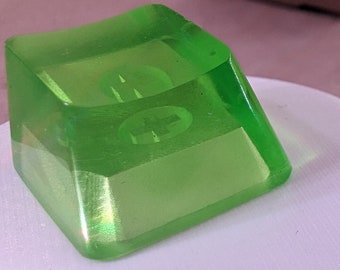 Lime Green Blank 1U Accent Keycaps, Transparent Hand Polished Resin OEM Caps with MX stems
