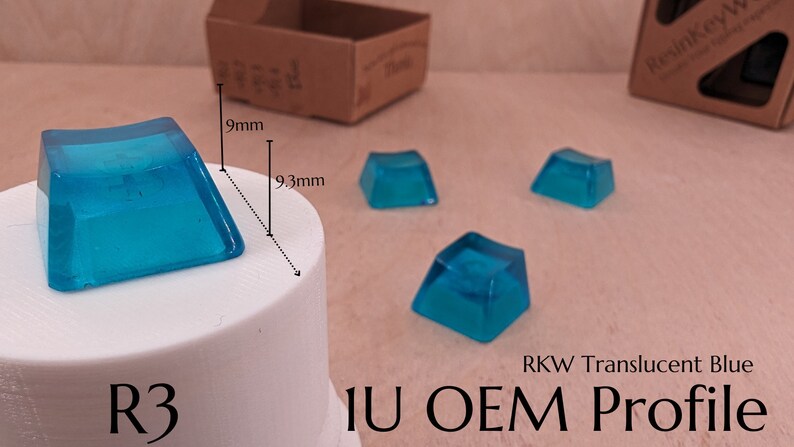 Keycaps Posittion R1 R3 Blue Blank 1U Accent Keycaps, Transparent Hand Polished Resin OEM Caps ...