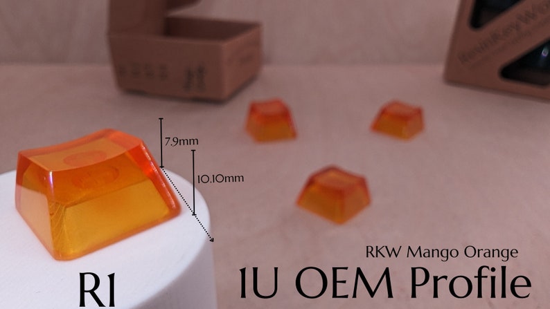Keycaps Posittion R1 R3 Mango Orange Blank 1U Accent Keycaps, Transparent Hand Polished Resin ...