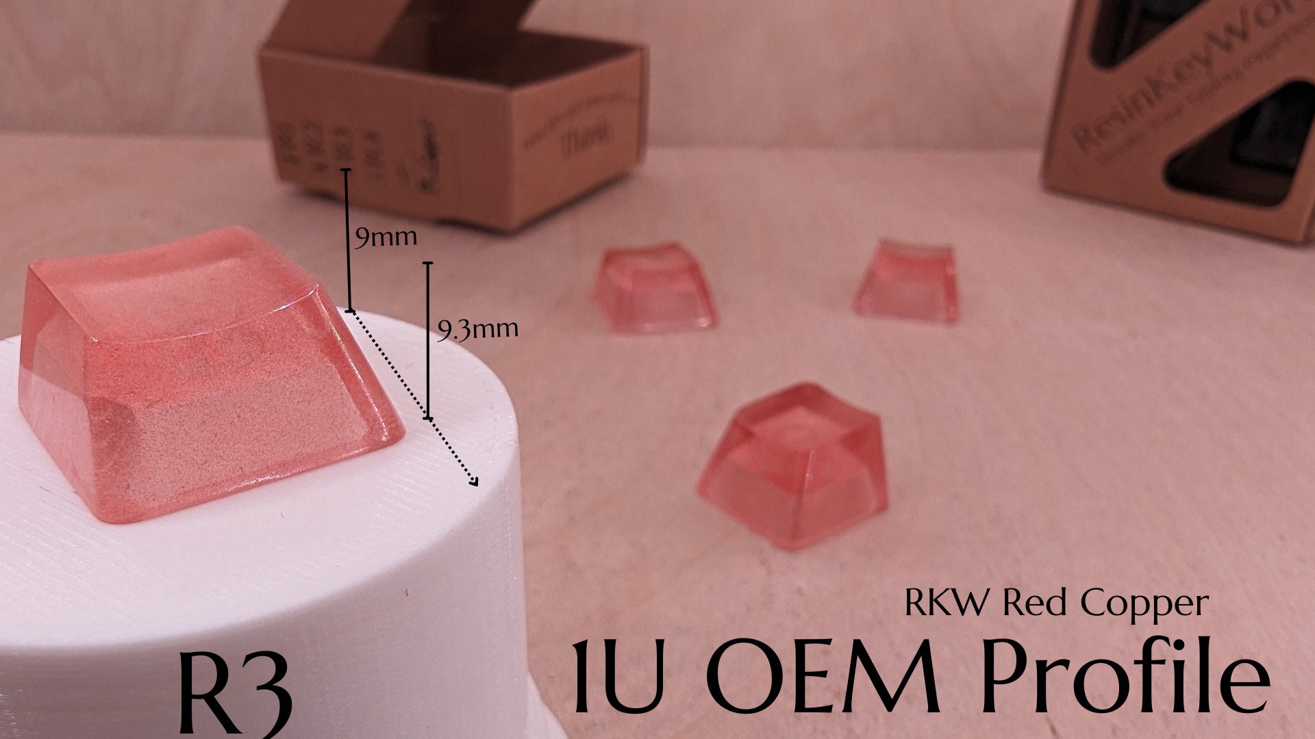 Copper Key Caps Red Copper Blank 1U Accent Keycaps, Transparent Hand Polished Resin OEM ...