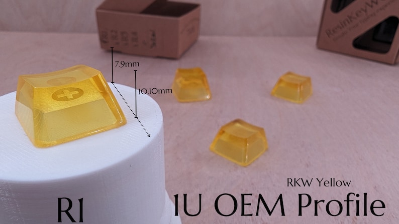 Keycaps Posittion R1 R3 Yellow Blank 1U Accent Keycaps, Transparent Hand Polished Resin OEM ...