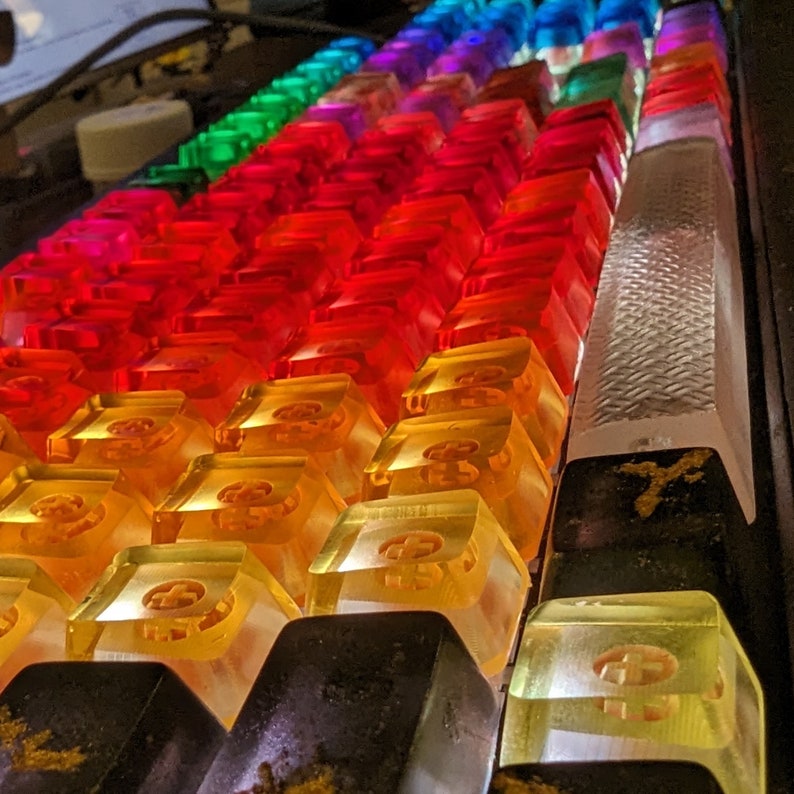 Keycaps Posittion R1 R3 Yellow Blank 1U Accent Keycaps, Transparent Hand Polished Resin OEM ...