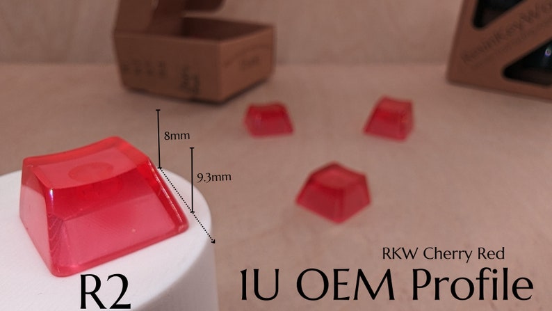 Keycaps Posittion R1 R3 Cherry Red Blank 1U Accent Keycaps, Transparent Hand Polished Resin OEM ...