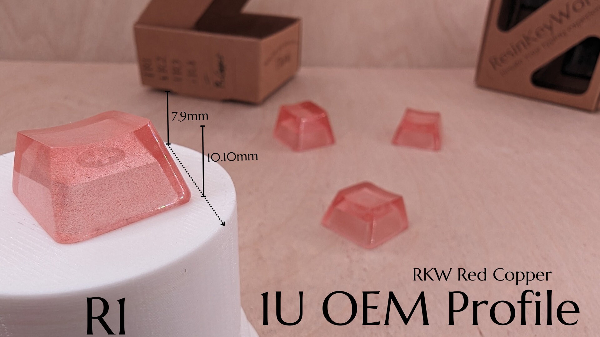 Copper Key Caps Red Copper Blank 1U Accent Keycaps, Transparent Hand Polished Resin OEM ...