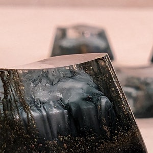Black and Gold 1U Keycap, Hand Polished Multicolored Cherry OEM Artisan, Dual-Colored Glass like mechanical keyboard caps,  MX Stem Keys