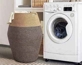 Grand panier à linge en corde tressée pour couvertures, jouets et serviettes, parfait pour le salon, la chambre ou la buanderie | Leroy Merlin