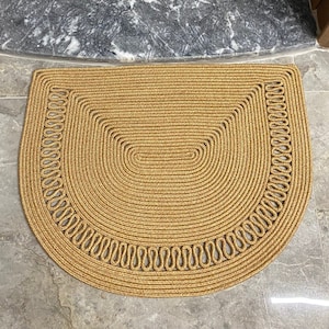 Jute, Straw Color Doormat, Patterned Doormat, Double Sided Doormat, Wicker Colorful Door Mat, Outdoor Mat, Decorative Front Rug