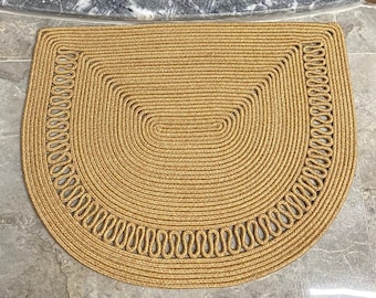 Jute, strokleur deurmat, deurmat met patroon, dubbelzijdige deurmat, rieten kleurrijke deurmat, buitenmat, decoratief voorkleed