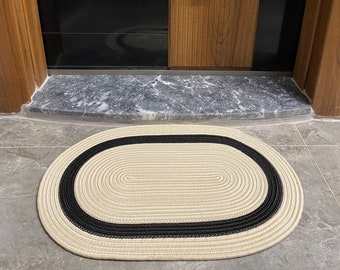 Cream Jute Doormat, Double Sided Wicker Rug, Bohemian Decor