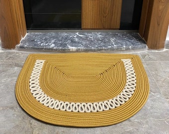 Jute, strokleur deurmat, deurmat met patroon, dubbelzijdige deurmat, rieten kleurrijke deurmat, buitenmat, decoratief voorkleed