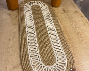 Jute Läufer, Tischläufer, Boho Läufer, Läufer, Läufer für Esstisch, Tischdekoration, Tischläufer nach Maß, Häkeltischläufer