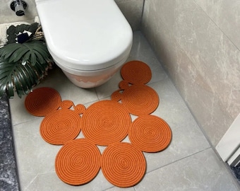 バスルームマット、トイレマット、バスマット ボヘミアンスタイルマット、色: オレンジ