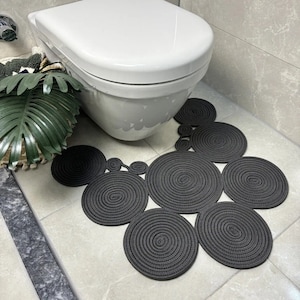 Bathroom Mat, Toilet Mat, Bath Mat Boho Style Mat, Colors: Antracite
