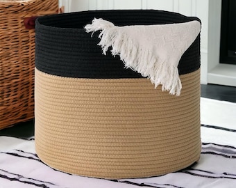 Organiseur sur mesure, Panier en corde de coton, Panier de rangement rond, Corbeille de rangement ronde, Organiseur personnalisé, Panier coloré, Cadeau de pendaison de crémaillère