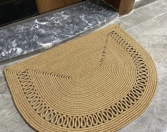 Jute, strokleur deurmat, deurmat met patroon, dubbelzijdige deurmat, rieten kleurrijke deurmat, buitenmat, decoratief voorkleed