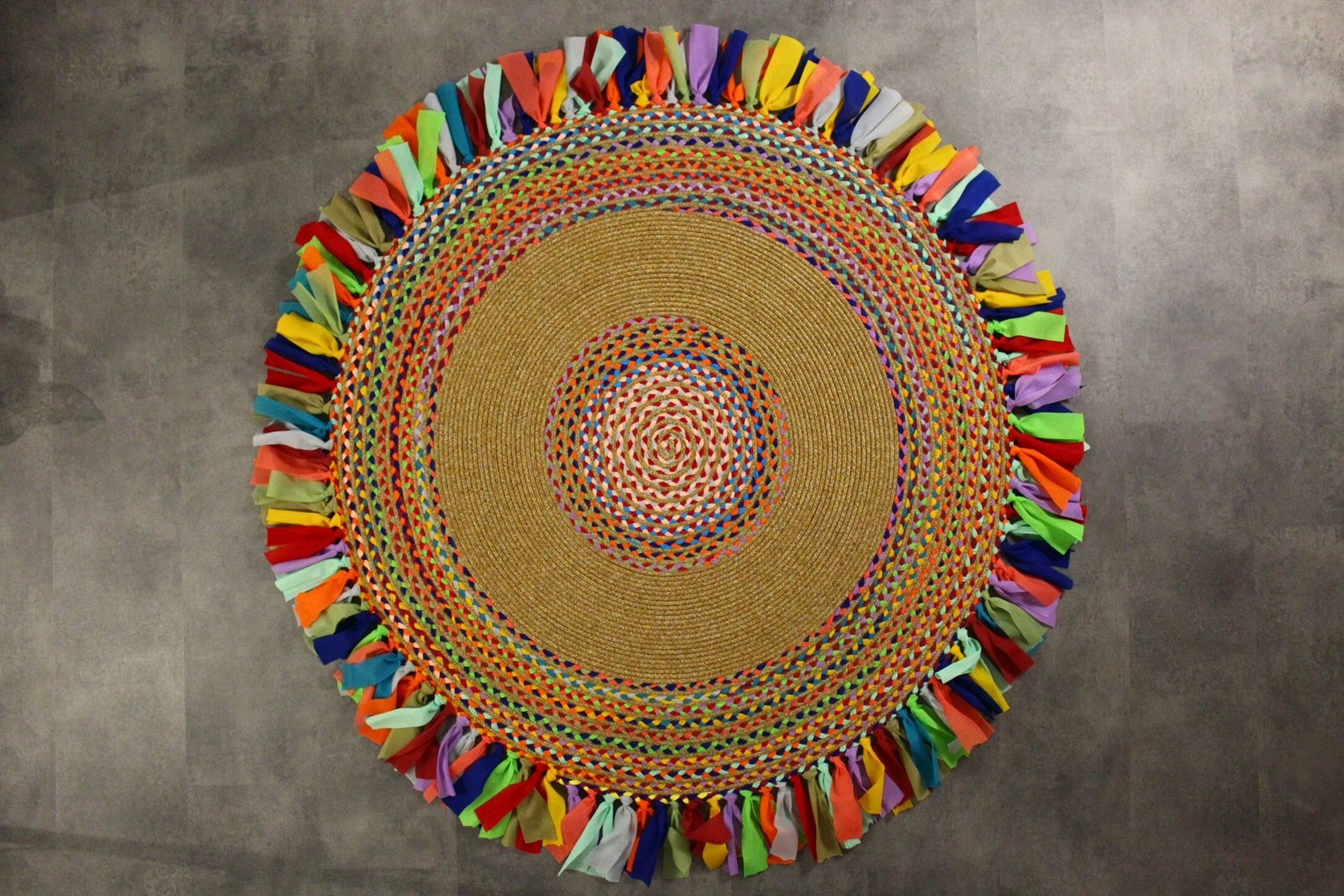 Handmade Round Cotton Area Rug, Custom Sizes 80-140 Cm, Boho Nursery ...