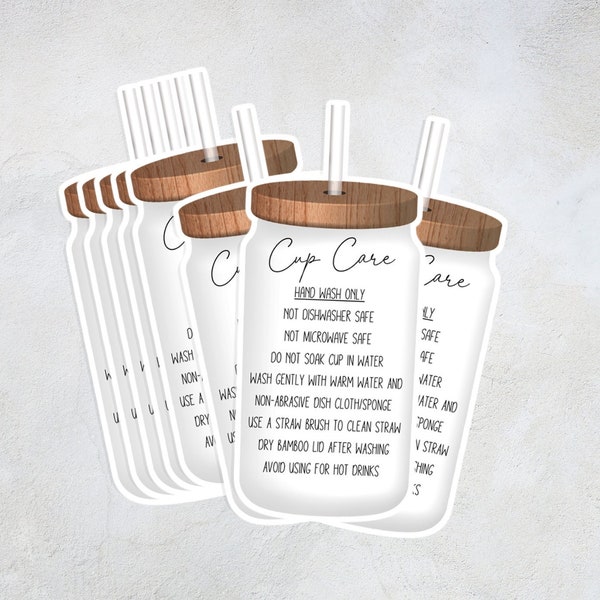 Glass Can Cup Care Png, Print and Cut Png Files, Libby Glass Care Instructions, Care Card Instant Download
