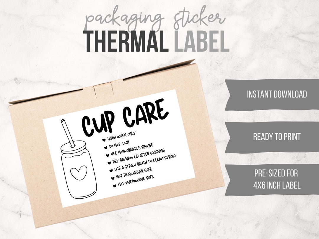 Glass Can Cup Care Png, 4x6 Thermal Label, Ready to Print Png Files ...