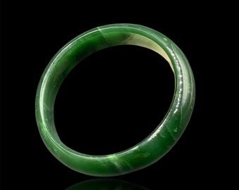 Handmade Nephrite Bangle for Children, Natural Green Stone