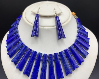 Handmade Lapis Lazuli Necklace, Afghan Gemstone, Anniversary Gift