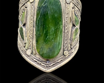 Afghan Kuchi Nephrite Cuff Bracelet | Tribal Bangle