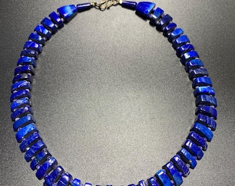 Natural Handmade Lapis Lazuli Necklace New shape From Afghanistan , December Birthstone ,jewellery necklace .