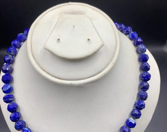 Diamond Cut Lapis Lazuli Beads Necklace ,Natural gemstone necklace ,Faceted , From Afghanistan ,50grams .