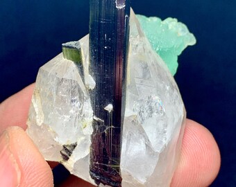Green Cap Tourmaline, Quartz, and Fluorite Specimen, Pakistan
