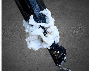 Black Tourmaline with Albite Crystal Specimen, Pakistan, 85 grams