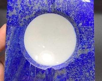Handmade Lapis Lazuli Ashtray, Square Office Decor, Afghanistan