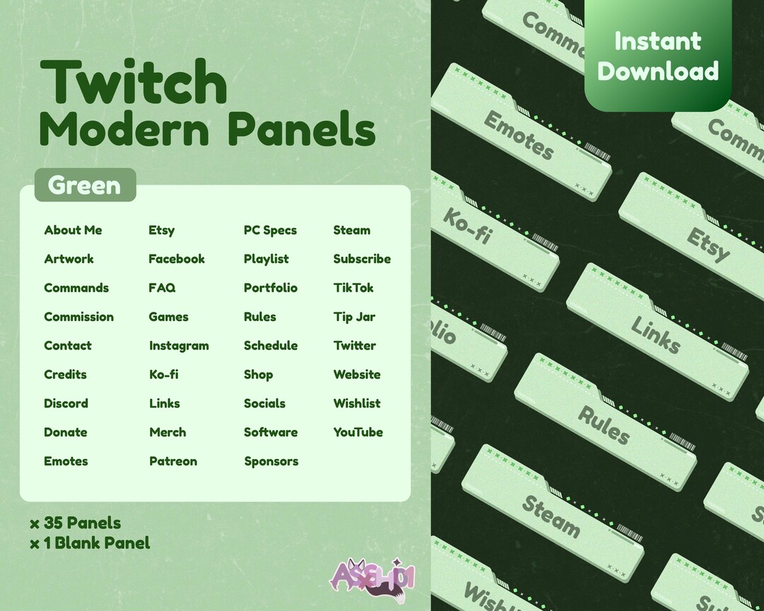 Green Modern Twitch Panels Twitch Panels Twitch Stream Stream