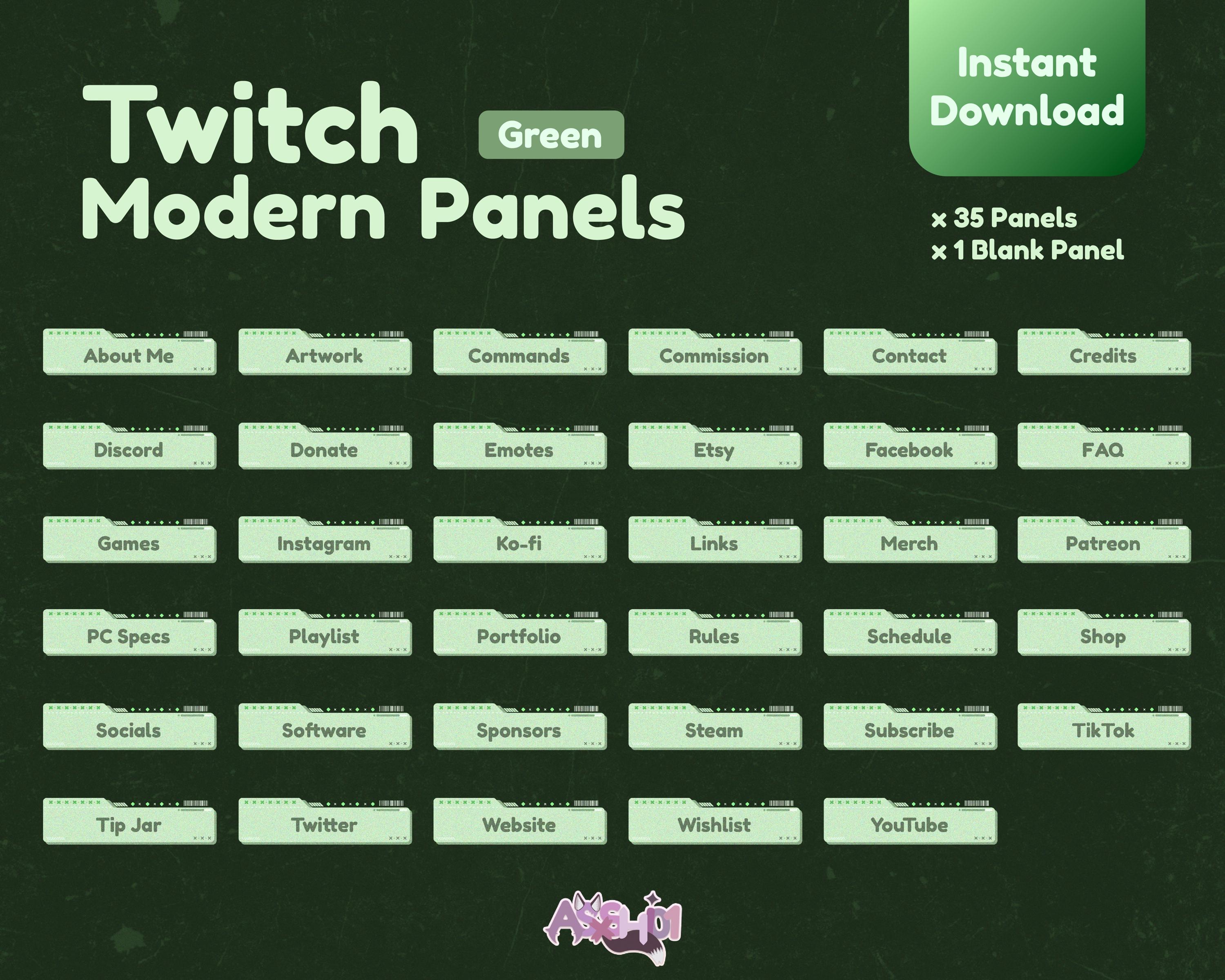 Green Modern Twitch Panels Twitch Panels Twitch Stream Stream