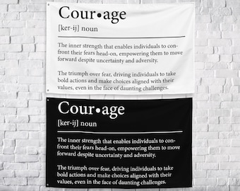 Definition of Courage Flag - Motivational Flag, Home Gym Banner, Workout Motivation, Gym Decor, Gym Sign, Workout Banner, Gym Flag