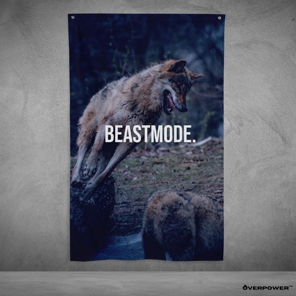 Wolf BeastMode. Flag - Motivational Flag, Home Gym Banner, Workout Motivation, Gym Flag, Gift, Workout Banner, Wolf Flag