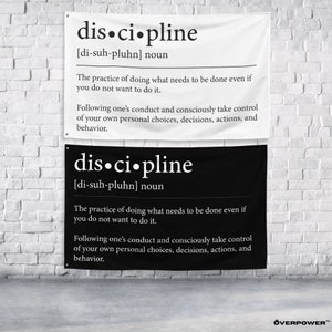 Definition of Discipline Flag - Motivational Flag, Home Gym Banner, Workout Motivation, Gym Decor, Gym Sign, Workout Banner, Gym Flag