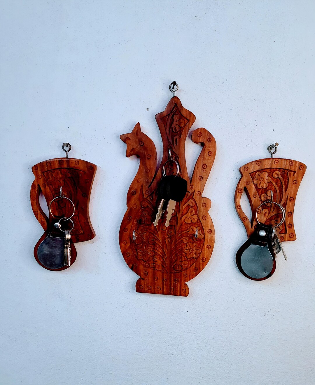 Wooden Key Holder for Wall Antique Key Holder Keychain Etsy